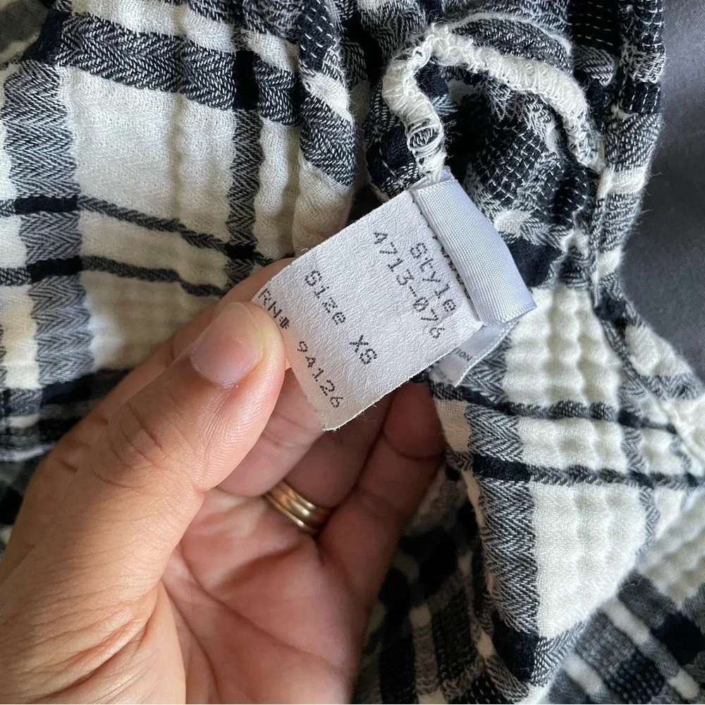 Free People x CP Shades Checkmate Plaid Shirt Dress Black Ivory Long Sleeve XS